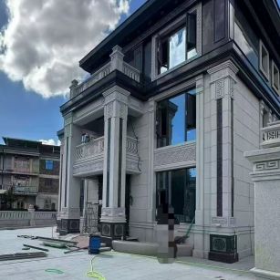 张家界 别墅干挂，芝麻白与芝麻黑完美配合